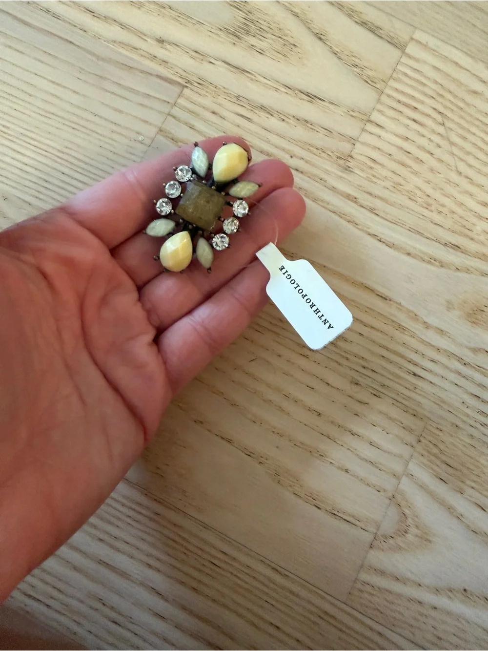 Anthropologie Vintage-Inspired Hair Clip w/ Neutral Rhinestones and Stones